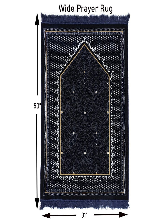 Modefa Turkish Islamic Velvet Prayer Rug - Thick & Wide Soft Praying Carpet - Large Traditional Muslim Salah Mat - Ramadan & Eid Gift - with Car Hanger - Double Plush Topkapi (Blue) - Image 2